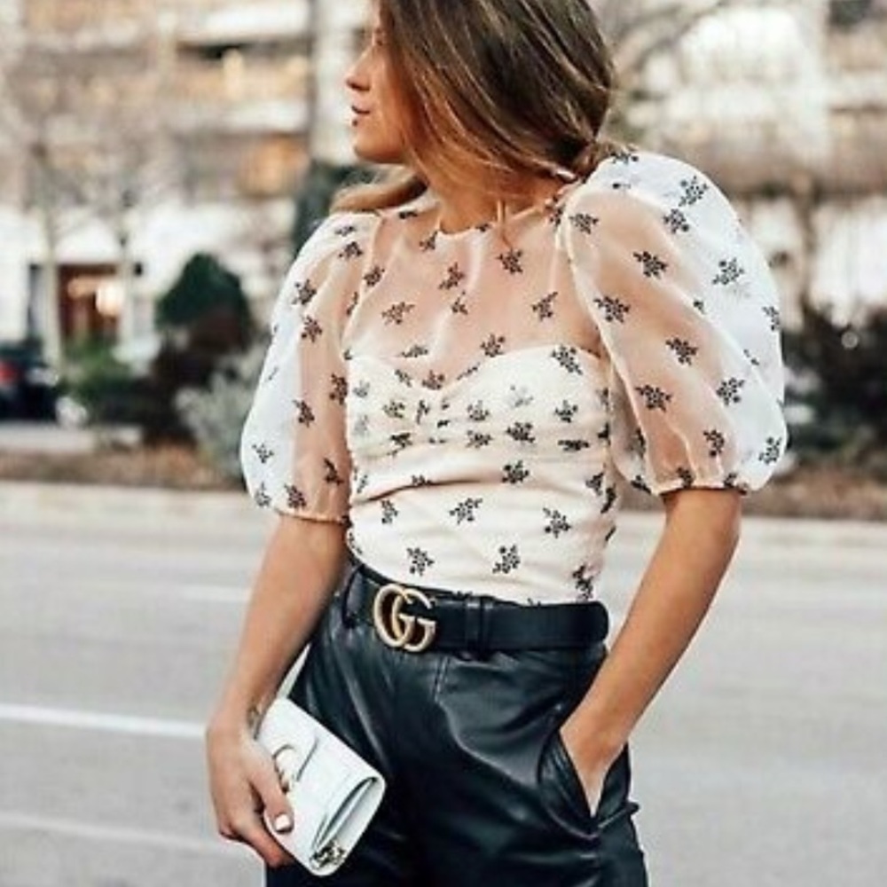 ZARA floral organza top trf NWT